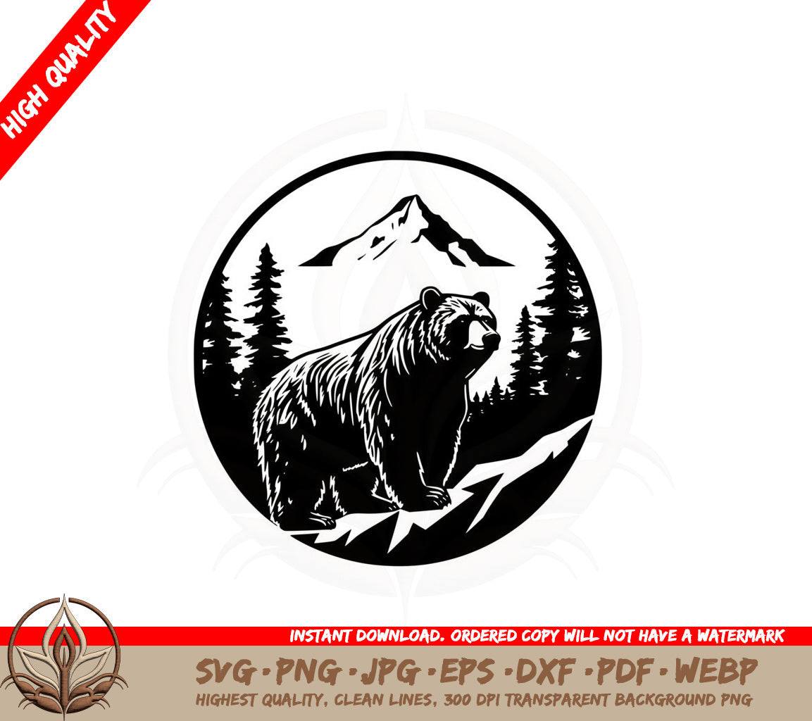 Bear in Forest SVG PNG JPG AI PDF DXF EPS and WebP Digital Download 