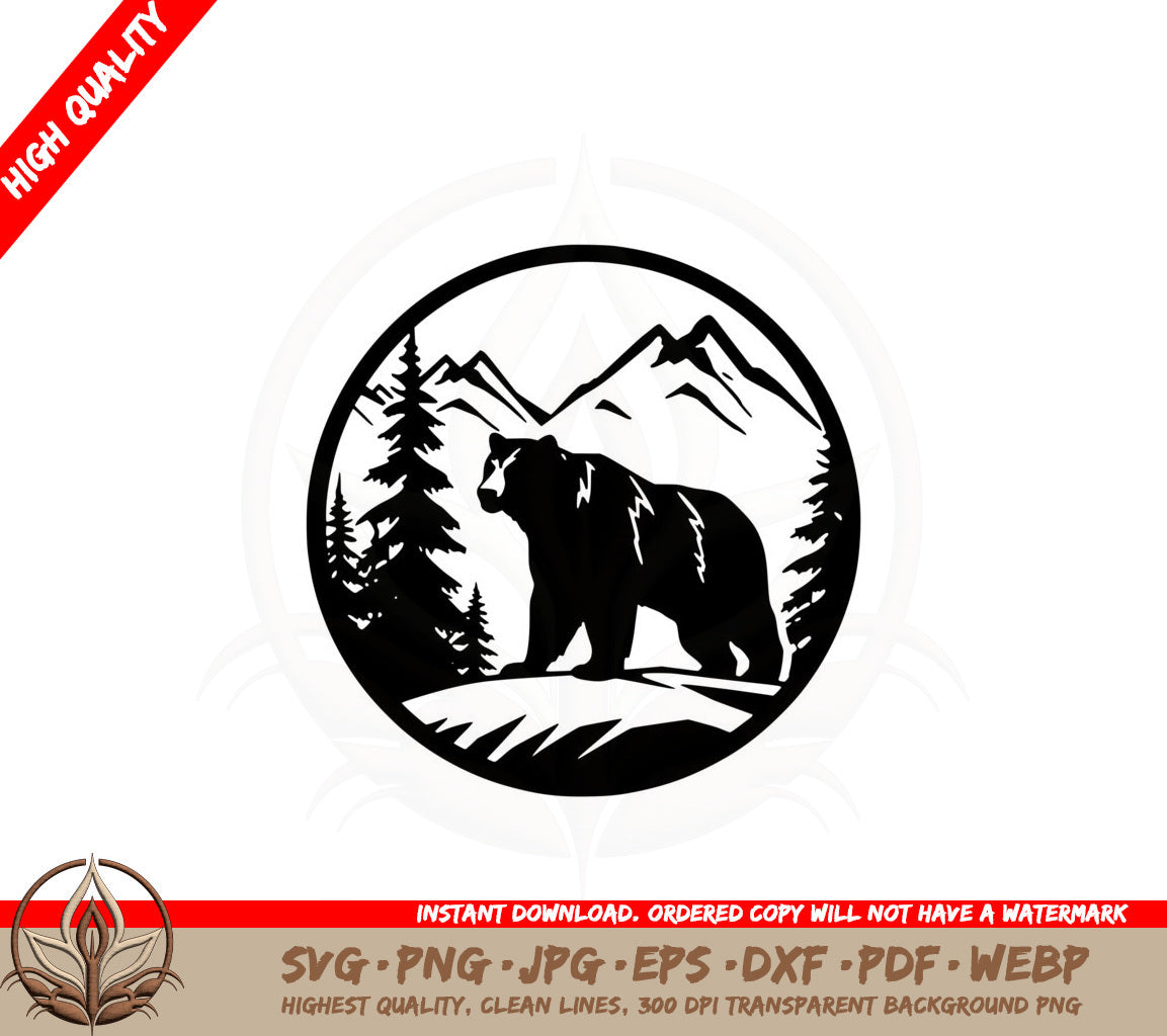 Bear with Mountain Backdrop SVG 