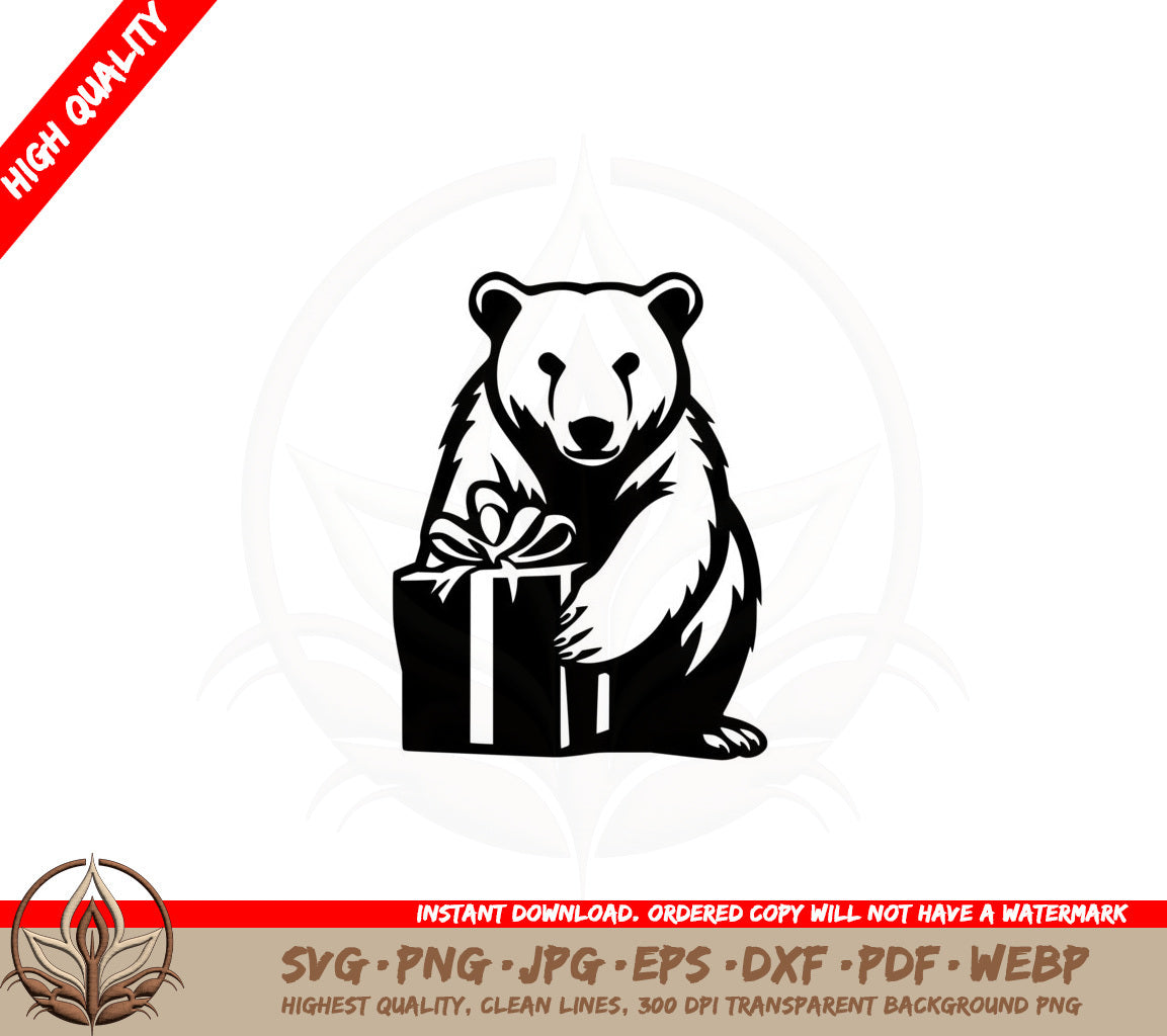 Bear with Present SVG 