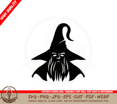 Bearded Wizard SVG Cut File Design Download 