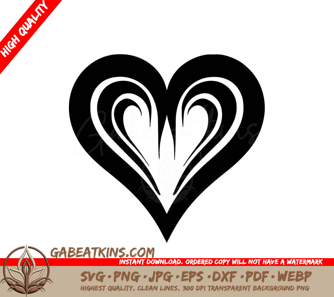 A Black And White Heart On A White Background SVG - Beating Love Center SVG