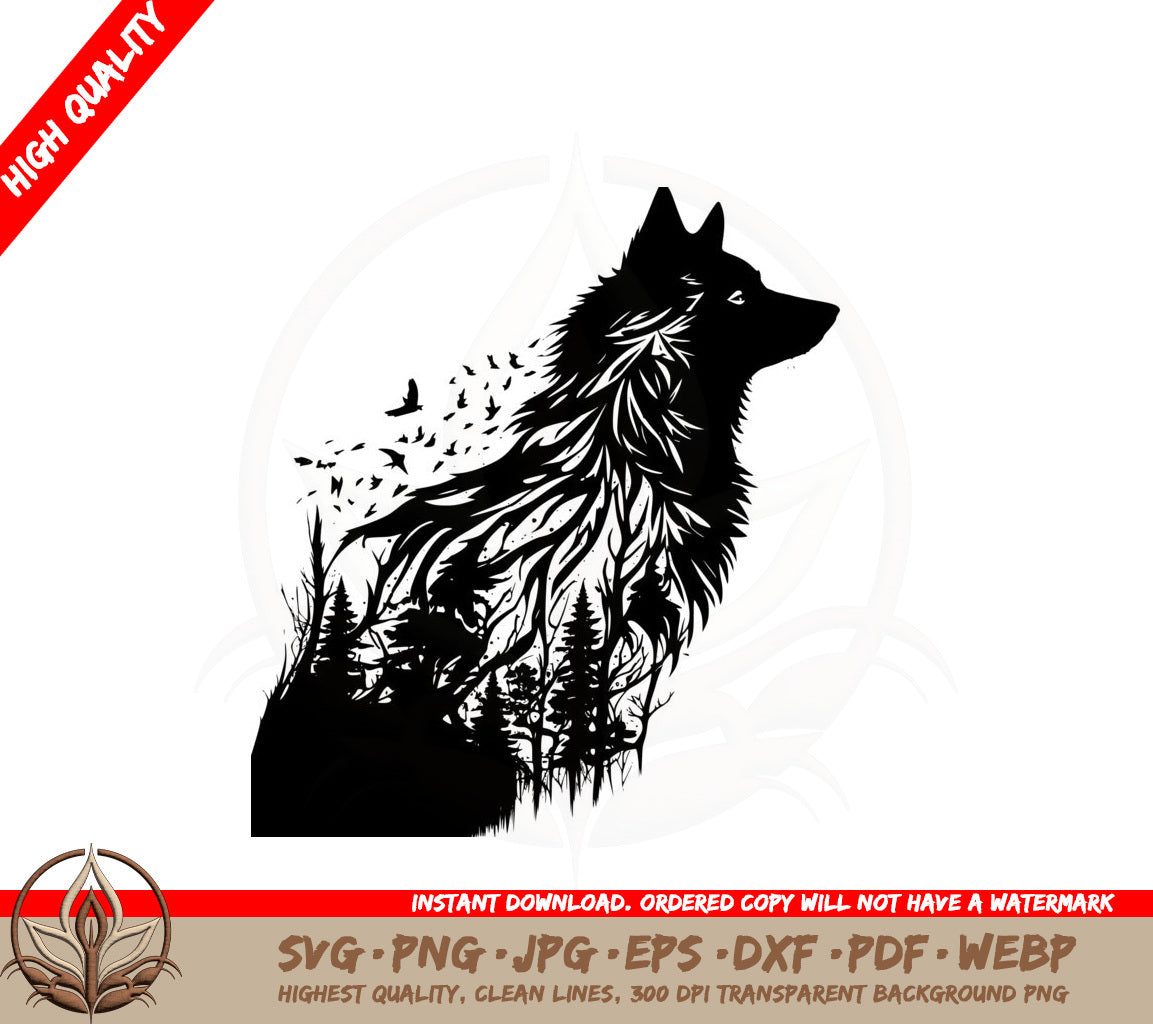 Beautiful Abstract Wolf SVG PNG JPG AI PDF DXF EPS and WebP Digital Download 