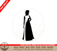 Beautiful Black and White Dress SVG Cut File 