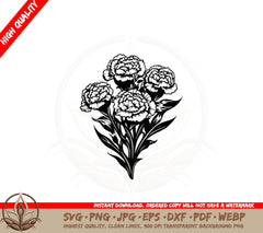 Beautiful Carnations SVG PNG JPG AI PDF DXF EPS and WebP Digital Cut File 