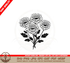 Beautiful Chrysanthemum Flowers SVG PNG JPG AI PDF DXF EPS and WebP Digital Download 