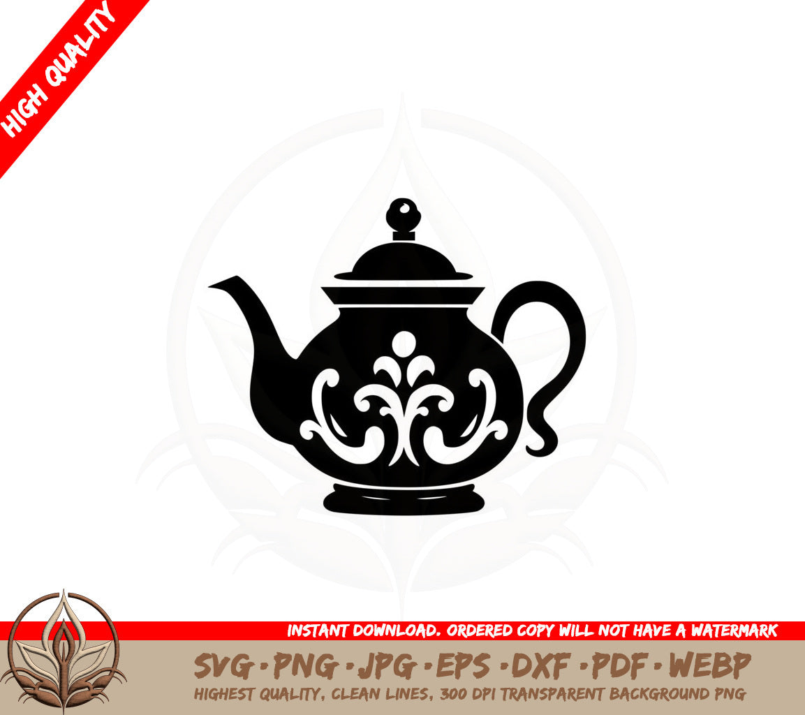 Beautiful Floral Teapot SVG Cut File Design Download 