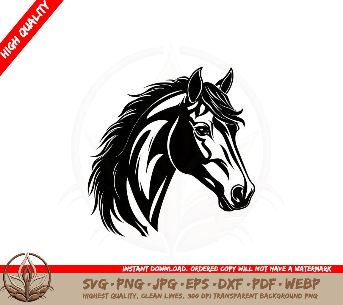 Beautiful Horse Portrait SVG PNG JPG AI PDF DXF EPS and WebP Digital Download 