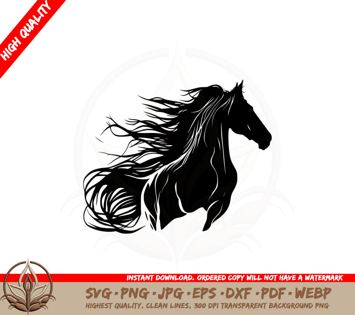 Beautiful Horse Silhouette SVG PNG JPG AI PDF DXF EPS and WebP - Digital Download 