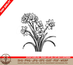 Beautiful Jonquil Bunch SVG, PNG, JPG, AI, PDF, DXF, EPS and WebP Digital Cut File  
