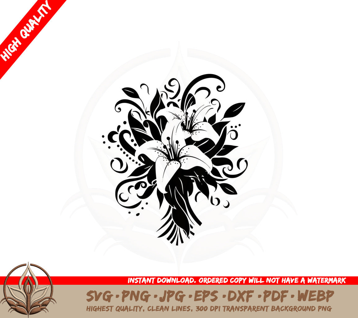 Beautiful Lilies Bouquet SVG Cut File Download 