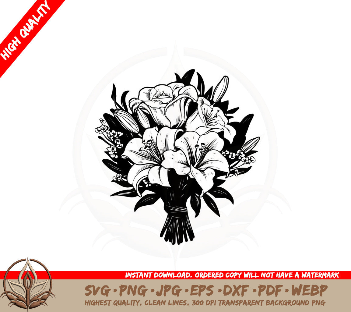 Beautiful Lily Arrangement SVG Cut File Download 