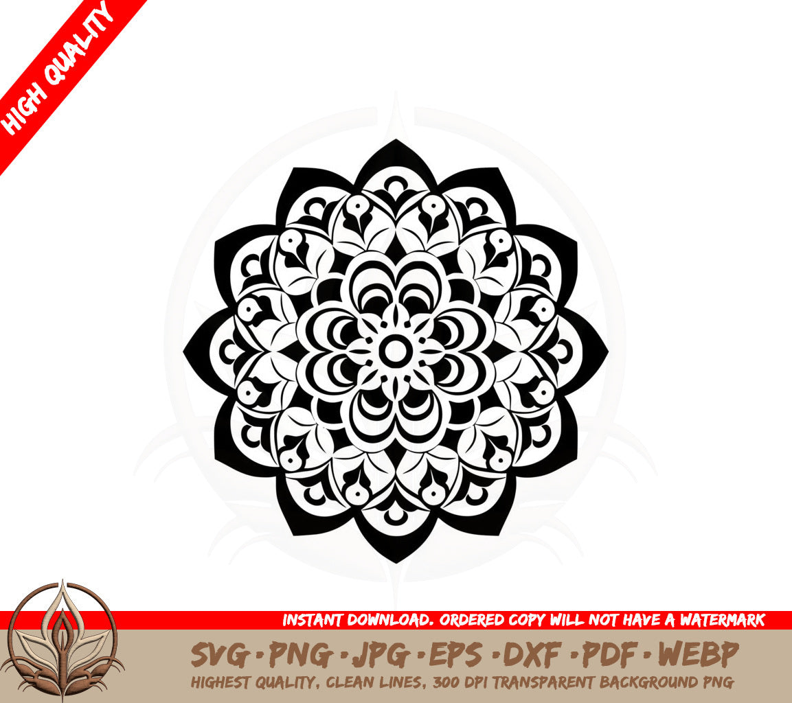 Beautiful Mandala SVG PNG JPG AI PDF DXF EPS and WebP Digital Download 