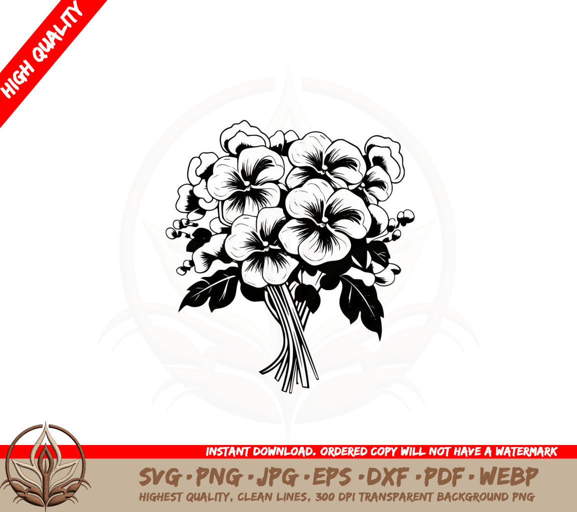 Beautiful Pansies Bouquet SVG PNG JPG AI PDF DXF EPS and WebP Digital Download Cut File 