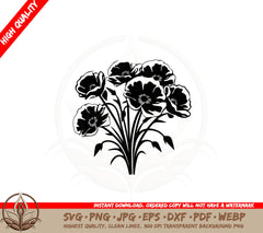 Beautiful Poppy Flowers SVG PNG JPG AI PDF DXF EPS and WebP Digital Download 