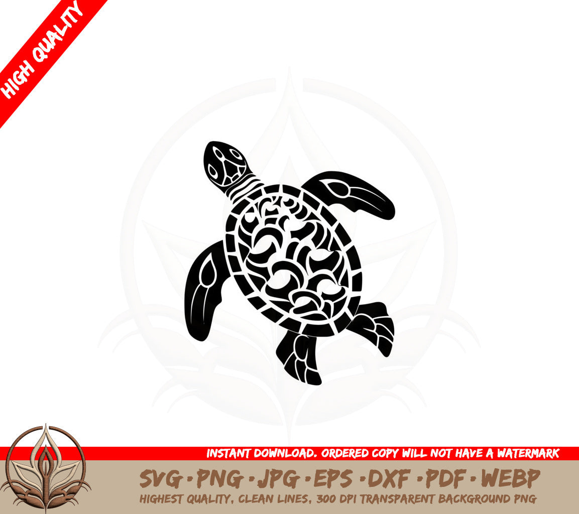 Beautiful Sea Turtle SVG PNG JPG AI PDF DXF EPS and WebP Digital Download 