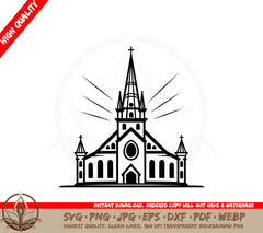 Beautiful Stained Glass Church SVG Cut File  