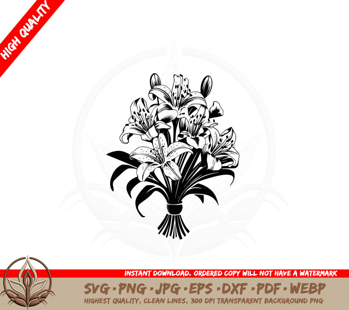 Beautiful Tiger Lilies Bunch SVG PNG JPG AI PDF DXF EPS and WebP Digital Download 