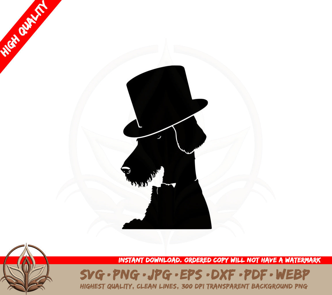 Bedlington Terrier With A Top Hat SVG PNG JPG AI PDF DXF EPS and WebP Digital Download 