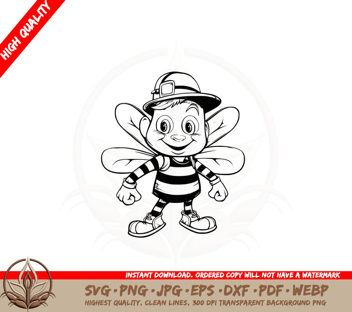 Bee in Striped Socks and Hat SVG PNG JPG AI PDF DXF EPS and WebP Digital Download 