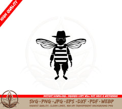 Bee with Striped Shirt and Hat SVG PNG JPG AI PDF DXF EPS and WebP Digital Download 