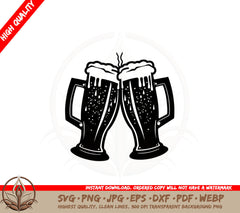 Beer Glasses Cheers SVG PNG JPG AI PDF DXF EPS WebP - Digital Download 