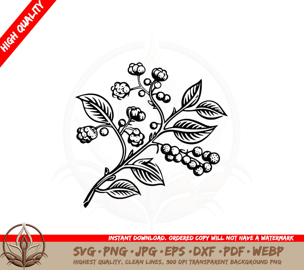 Berry Branch SVG PNG JPG AI PDF DXF EPS and WebP Digital Cut File 