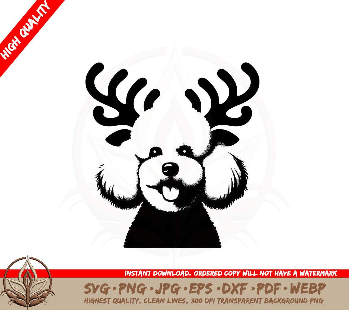 Bichon Frise Antlers SVG PNG JPG AI PDF DXF EPS and WebP Digital Download 