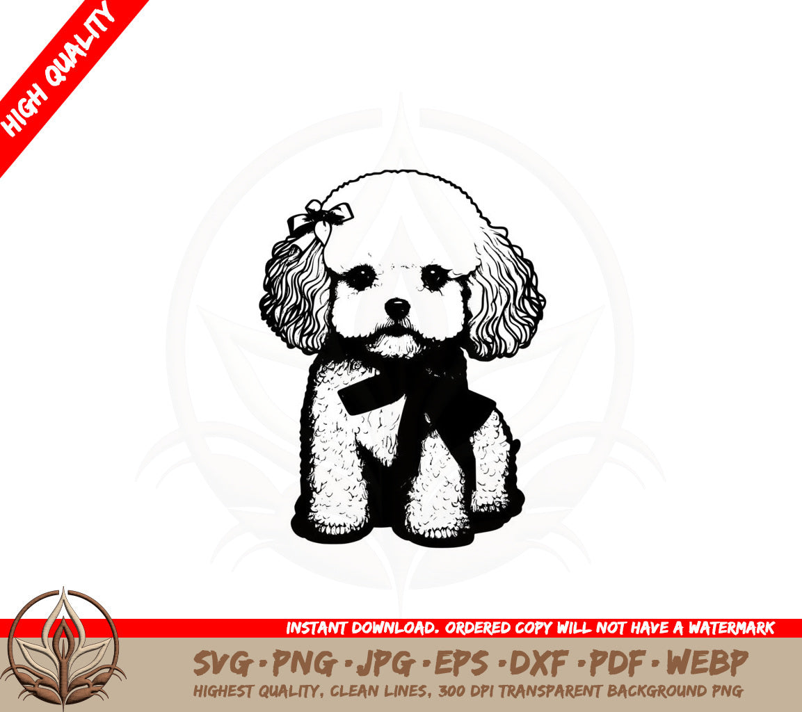 Bichon Frise With A Ribbon SVG PNG JPG AI PDF DXF EPS and WebP Cut File 