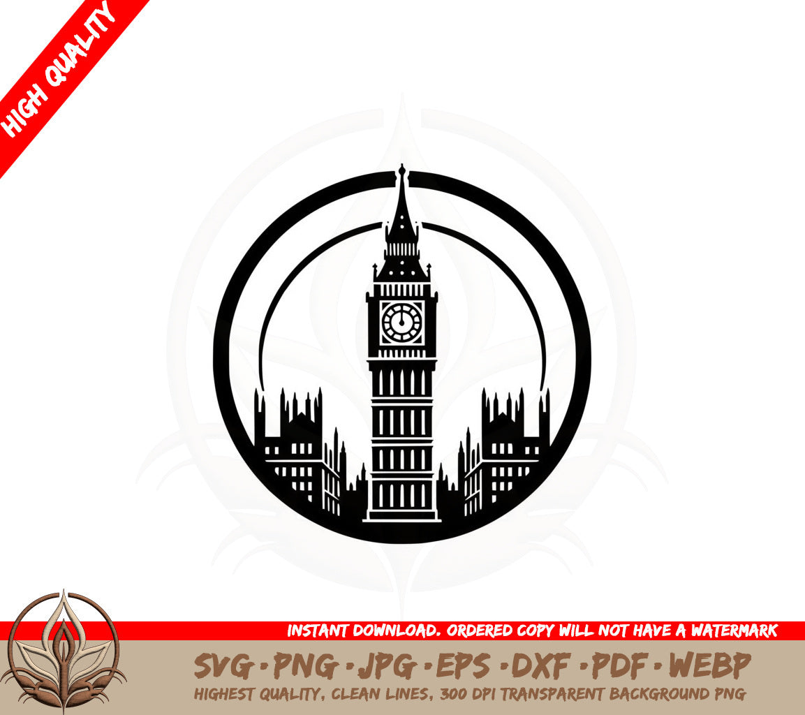 Big Ben Tower SVG PNG JPG AI PDF DXF EPS WebP - Digital Download 