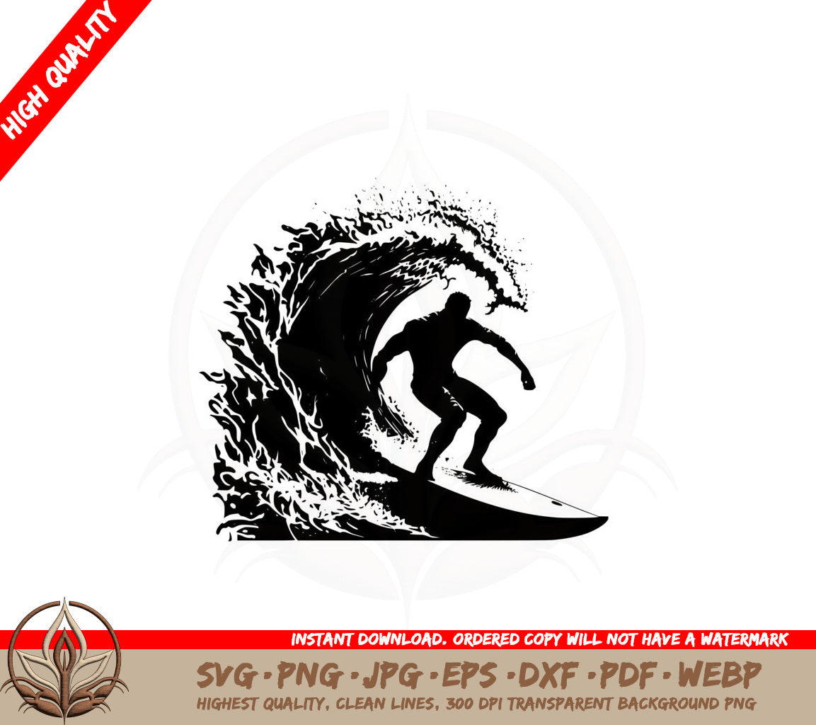 Big Wave Surfing SVG Cut File Design Download 