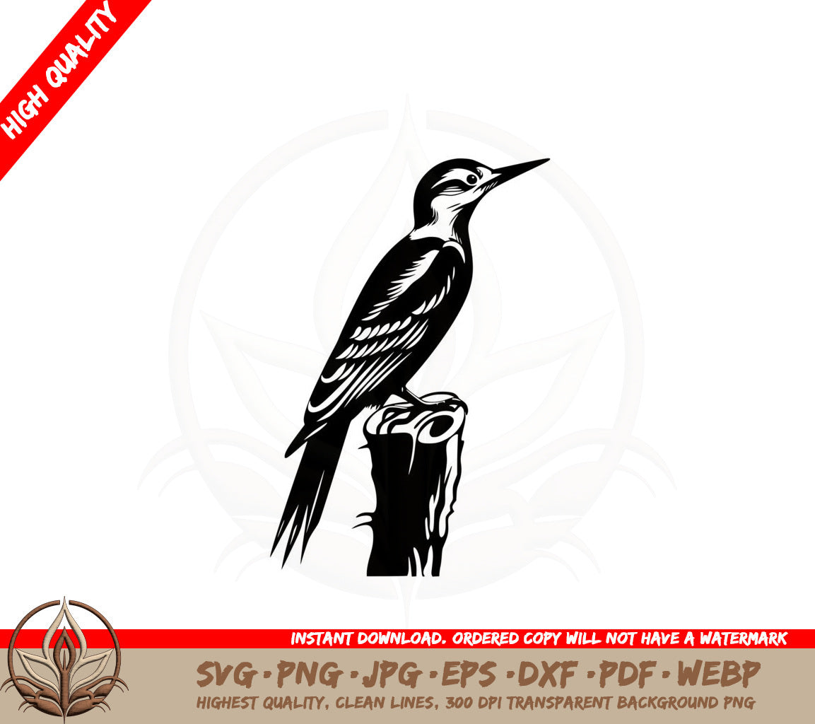 Bird on Trunk SVG PNG JPG AI PDF DXF EPS and WebP - Digital Download 