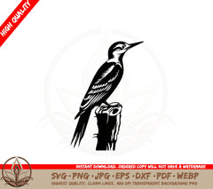 Bird on Trunk SVG PNG JPG AI PDF DXF EPS and WebP - Digital Download 