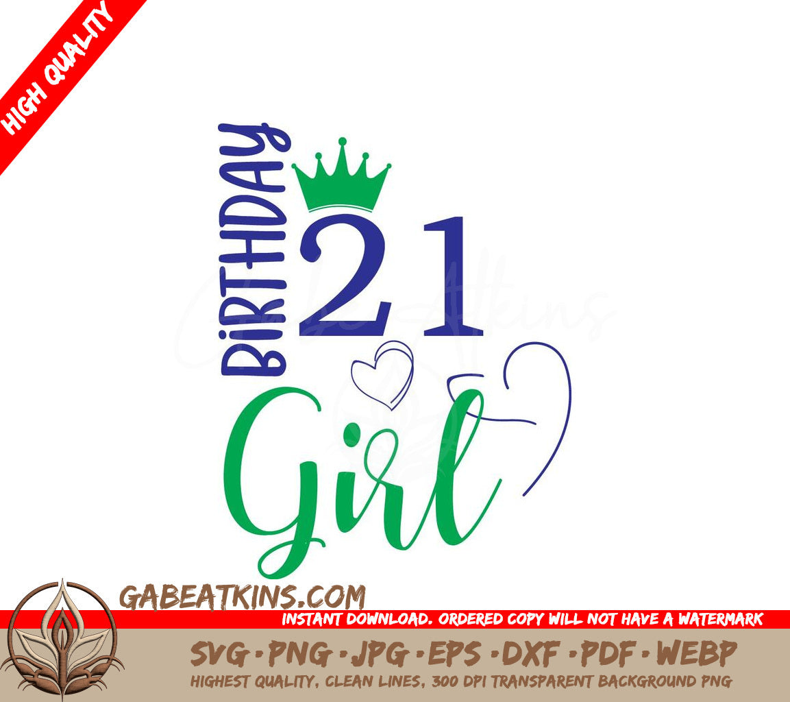 Birthday Girl Crown & Hearts SVG Cut File SVG