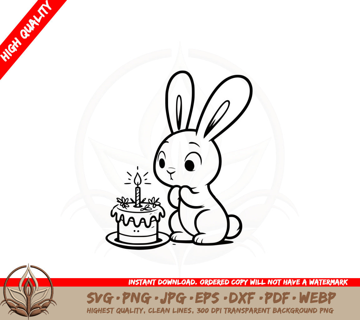 Birthday Bunny SVG PNG JPG AI PDF DXF EPS and WebP - Digital Download 