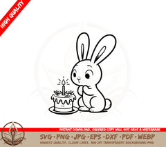 Birthday Bunny SVG PNG JPG AI PDF DXF EPS and WebP - Digital Download 