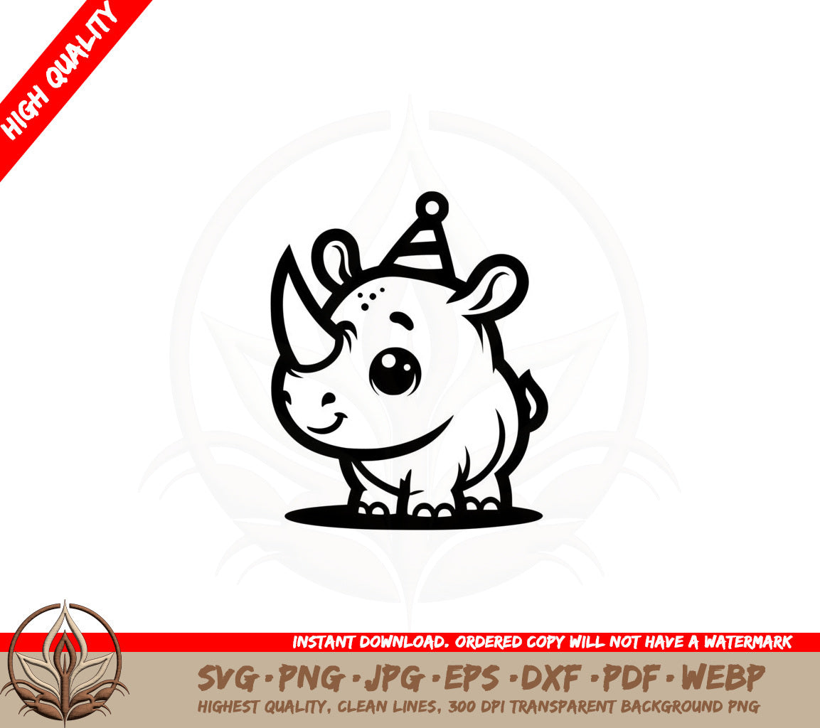 Birthday Rhino SVG 