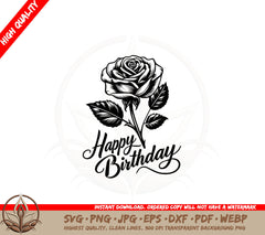 Birthday Rose SVG Cut File Design Download 