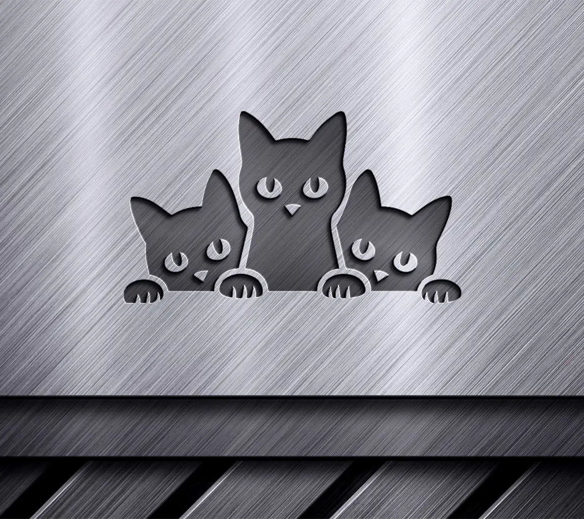 Black Cat Trio Peeking SVG - Adorable Wall Decor SVG