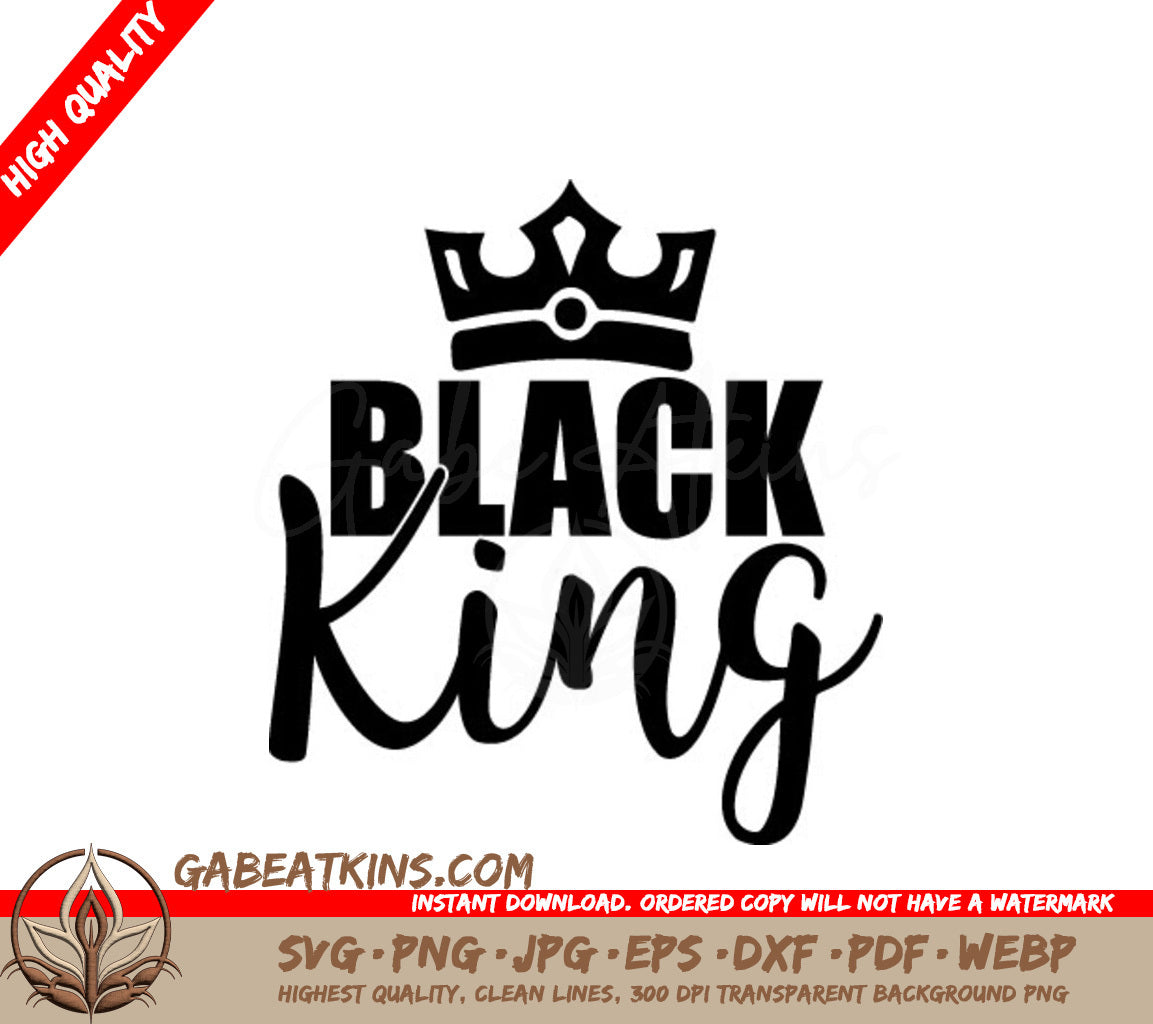 Black King Crown SVG Logo - Black History Month Design SVG