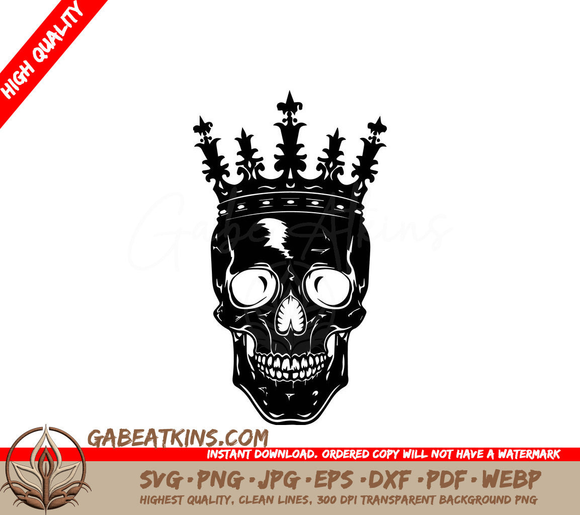  Skull with Crown SVG -  Gothic Royalty Illustration SVG