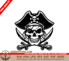  Pirate Skull with Crossed Swords SVG SVG