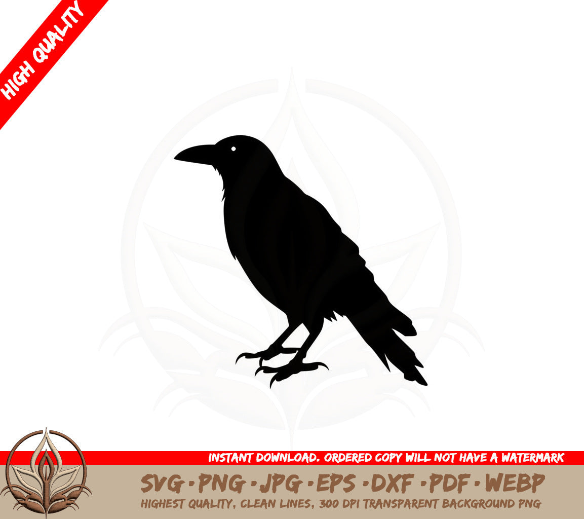 Black Crow SVG PNG JPG AI PDF DXF EPS and WebP - Digital Download 