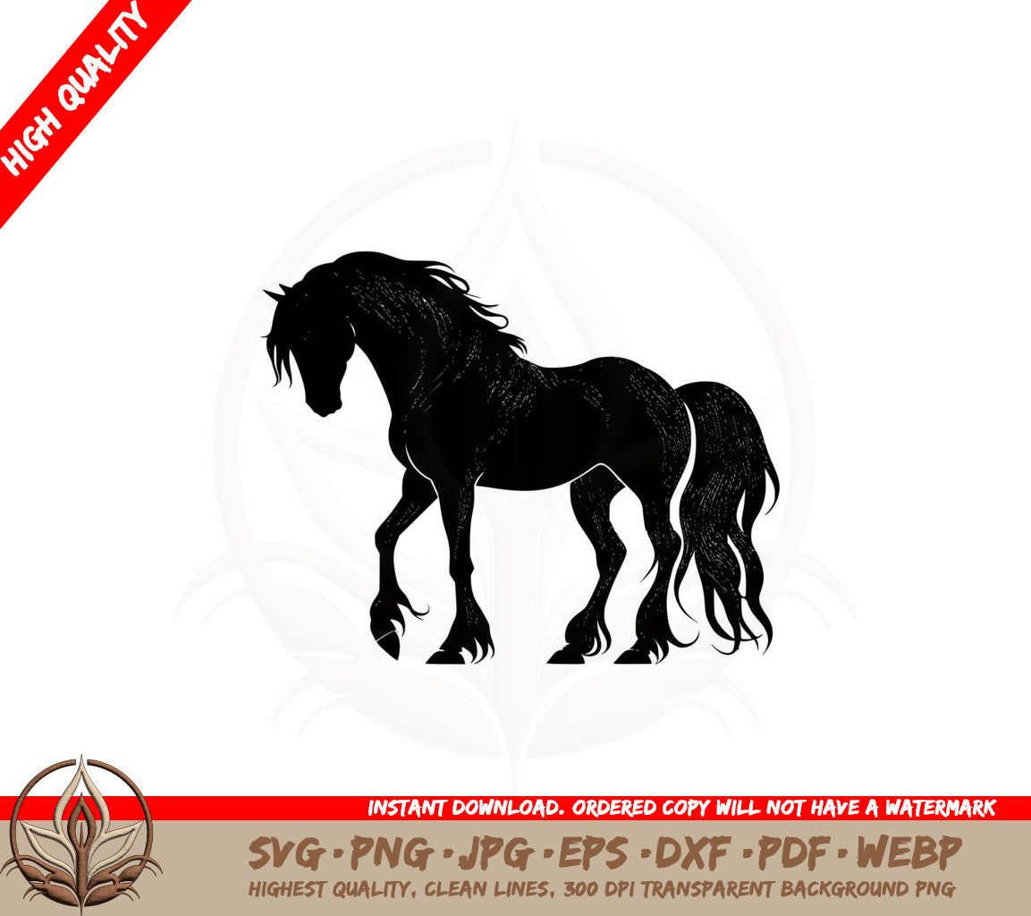 Black Horse Silhouette SVG PNG JPG AI PDF DXF EPS and WebP - Digital Download 