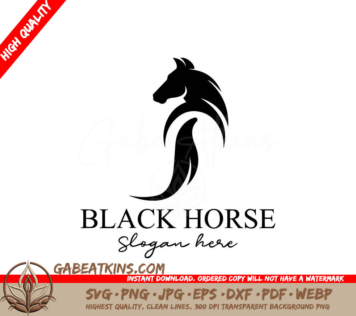 A Black Horse Logo With The Words Black Horse Slogan Here Below It SVG - Black horse silhouette logo illustration is back SVG