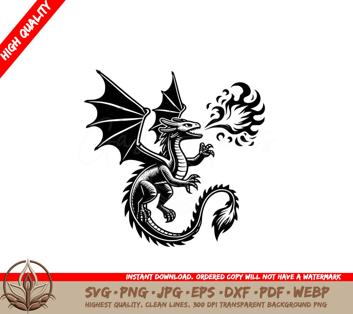 Blazing Winged Dragon SVG PNG JPG AI PDF DXF EPS WebP 
