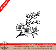 Blooming Cherry Blossoms SVG Cut File 
