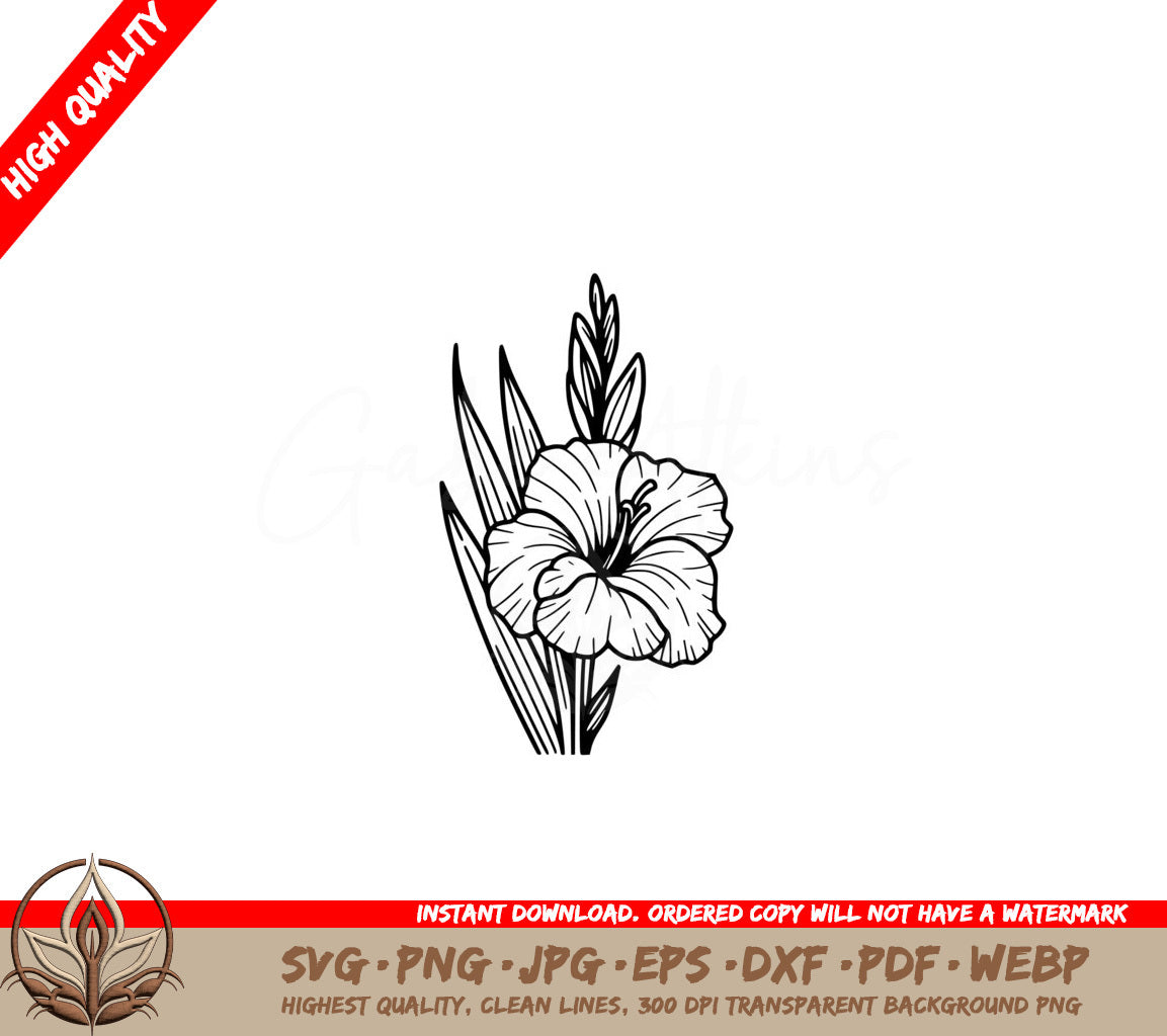 Blooming Gladiolus SVG Cut File | Gladiolus Design | Flower SVG | Floral SVG Download