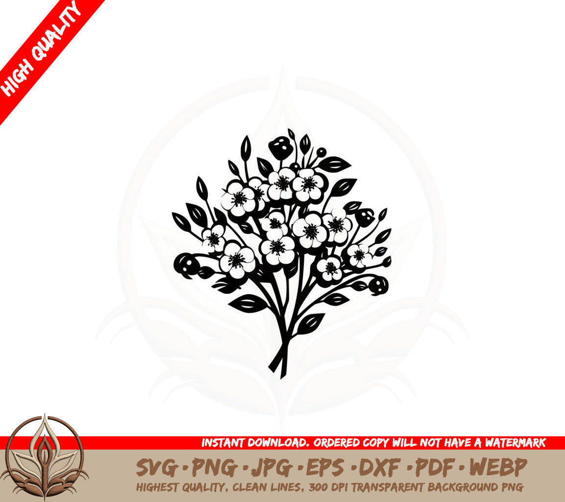 Blooming Hawthorn Flowers SVG Cut File  Blooming Hawthorn Flowers Digital Download  