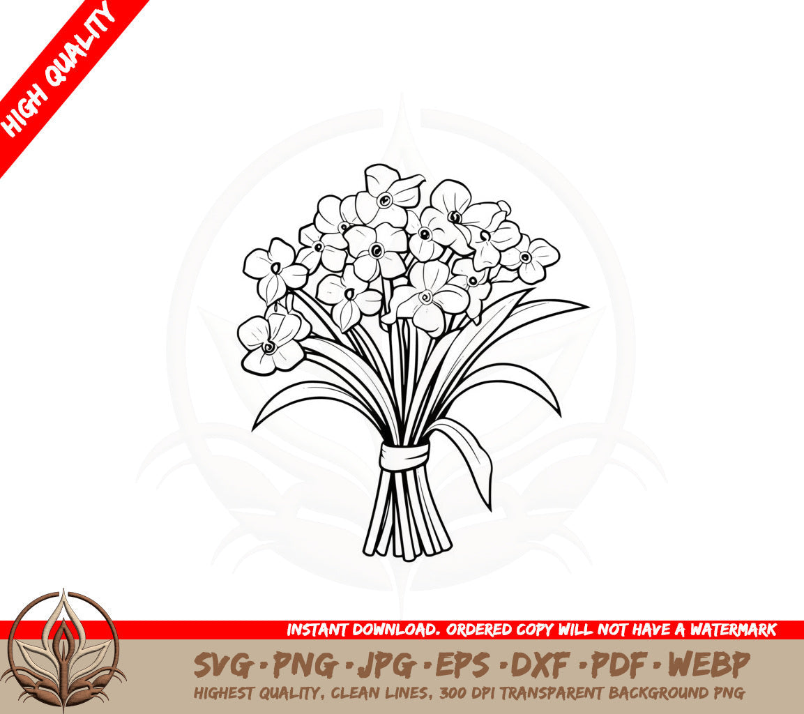 Blooming Jonquil Bouquet SVG Cut File Download 