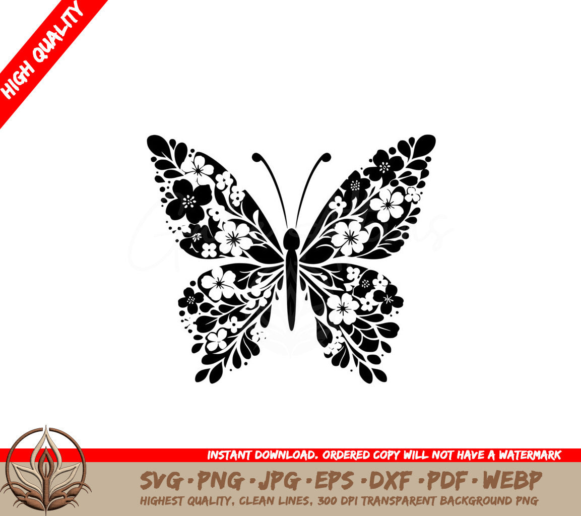 Blooming Wings SVG, PNG, JPG, AI, PDF, DXF, EPS, WebP - Digital Download 
